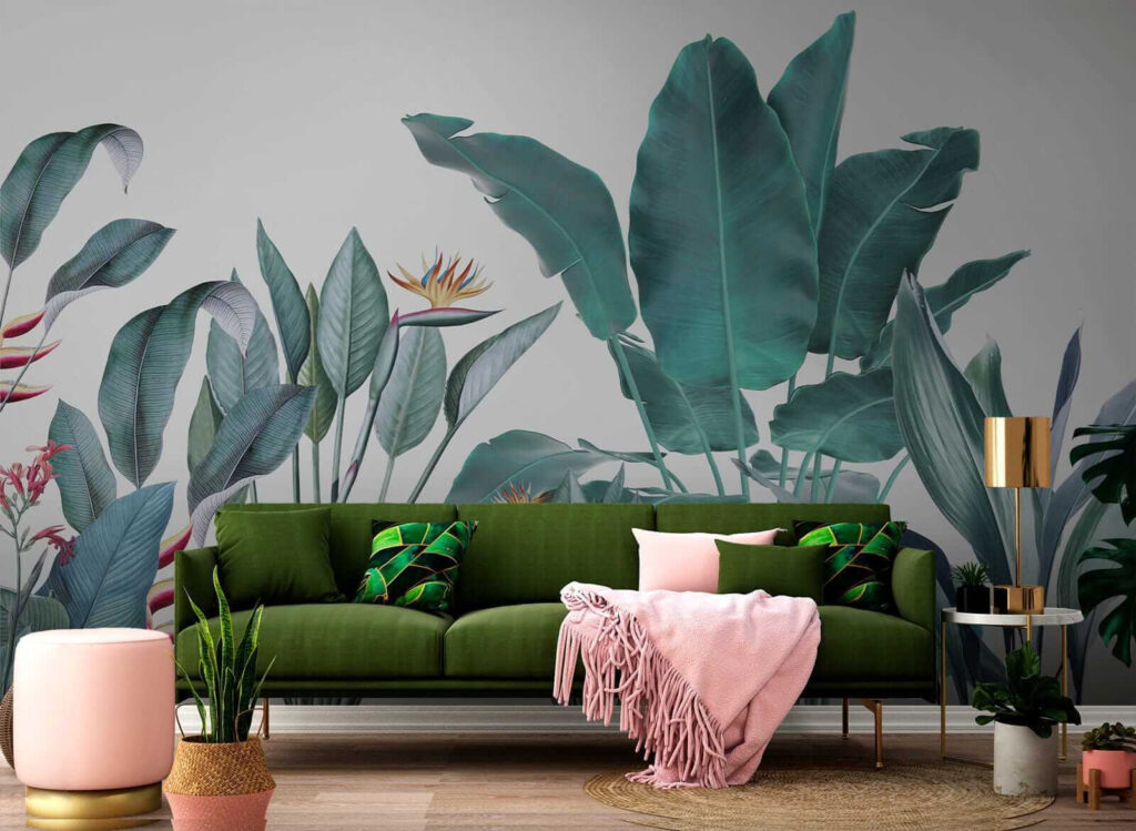 Tropical leaves on white — interior 5