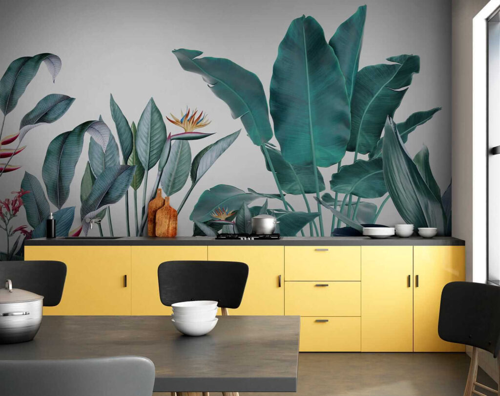Tropical leaves on white — interior 7