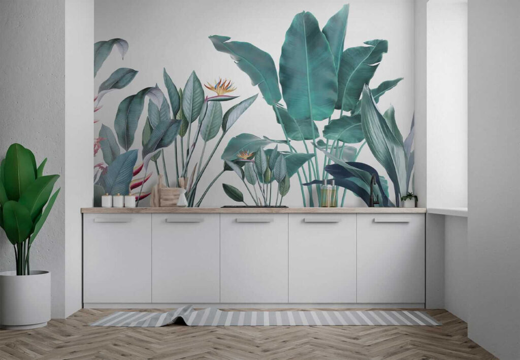 Tropical leaves on white — interior 8