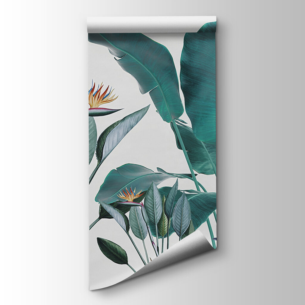 Tropical leaves on white — product view