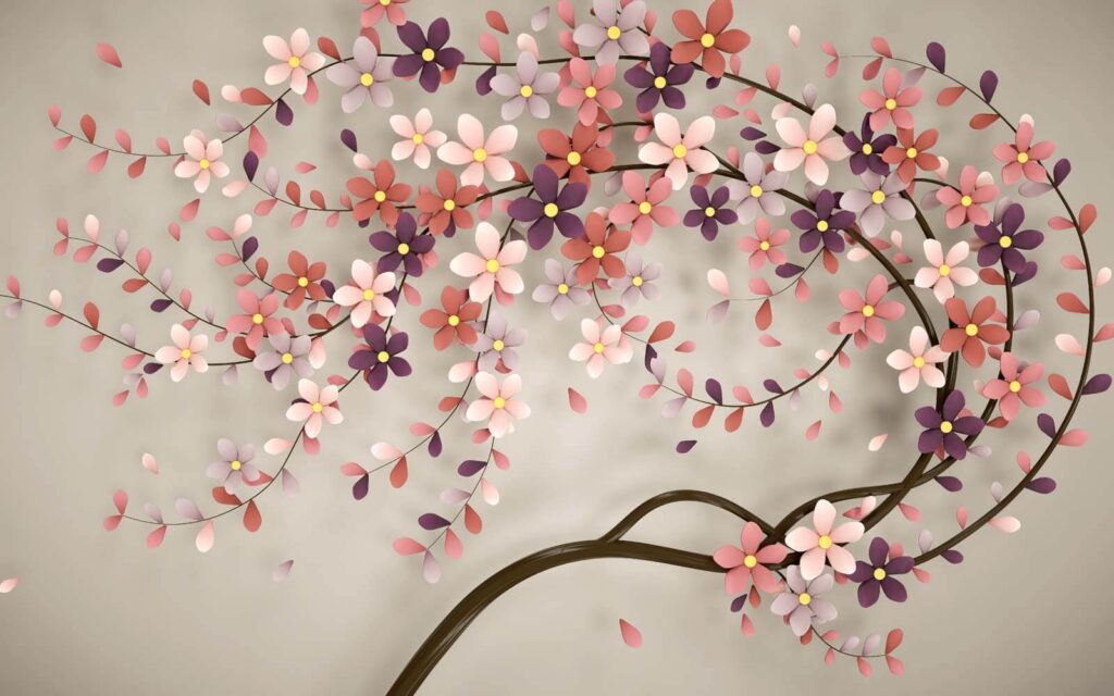 Blossom on ornamental branches — full design