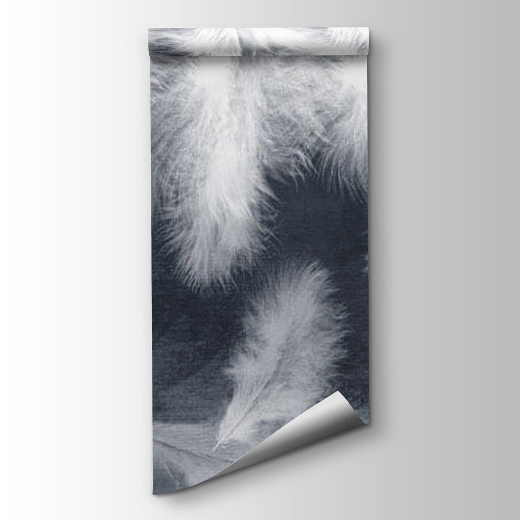 White feathers on grey — product view