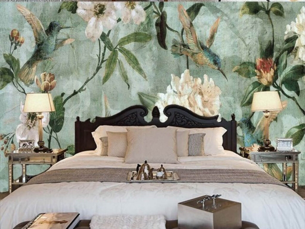 Birds among vintage flowers — interior 2