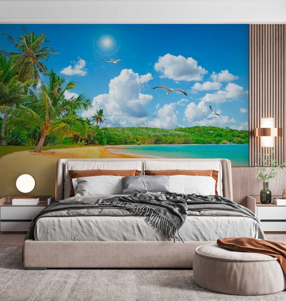 Sunny beach with palms — interior 2