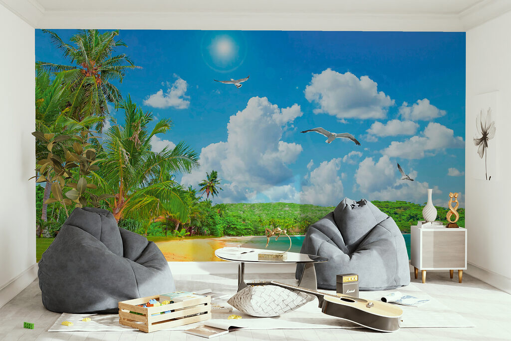 Sunny beach with palms — interior 12