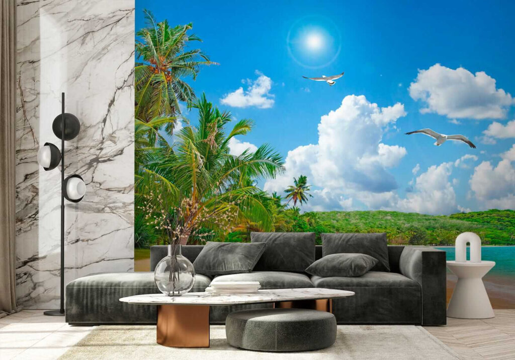 Sunny beach with palms — interior 5