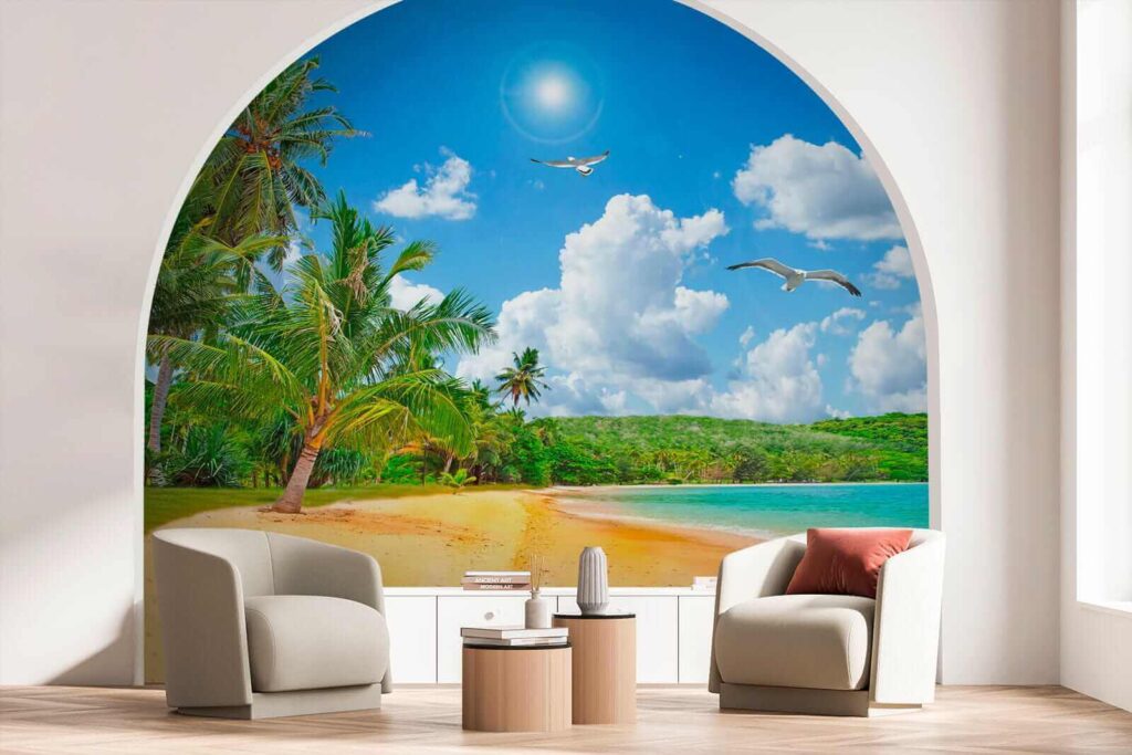 Sunny beach with palms — interior 8