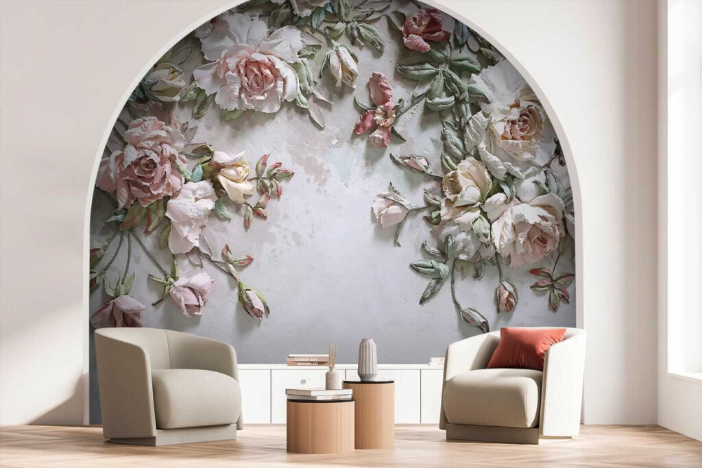 Old pink rose vines — interior 8