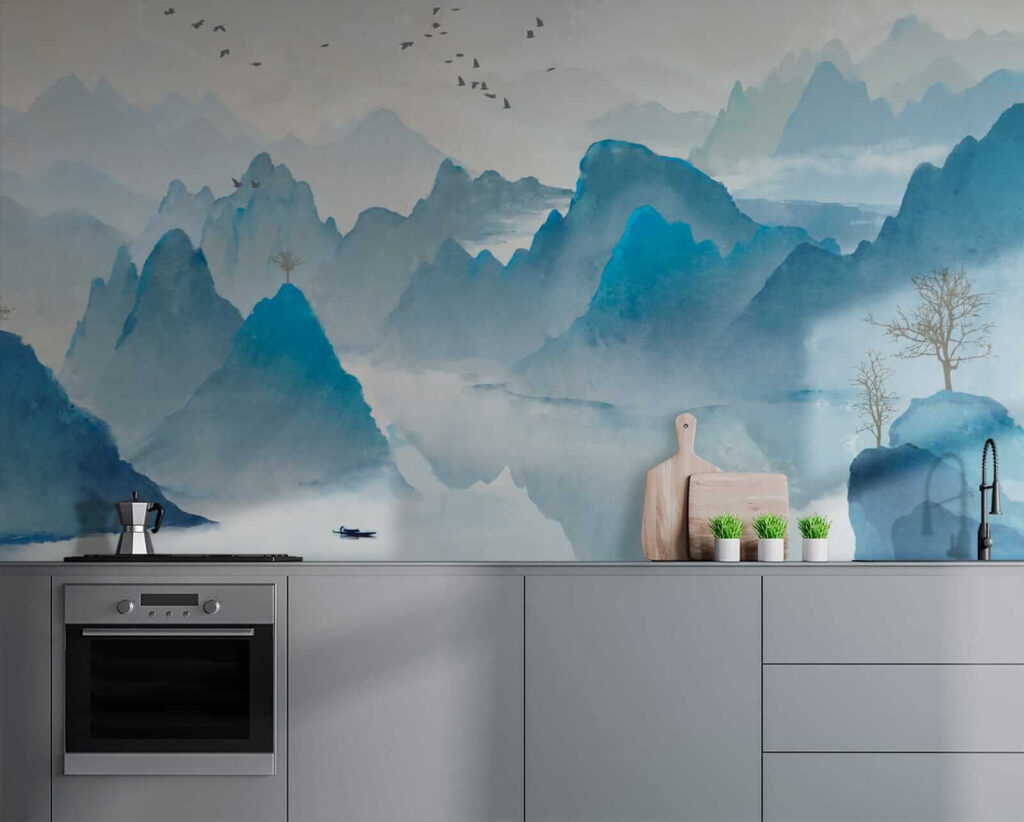 Blue peaks over water — interior 8
