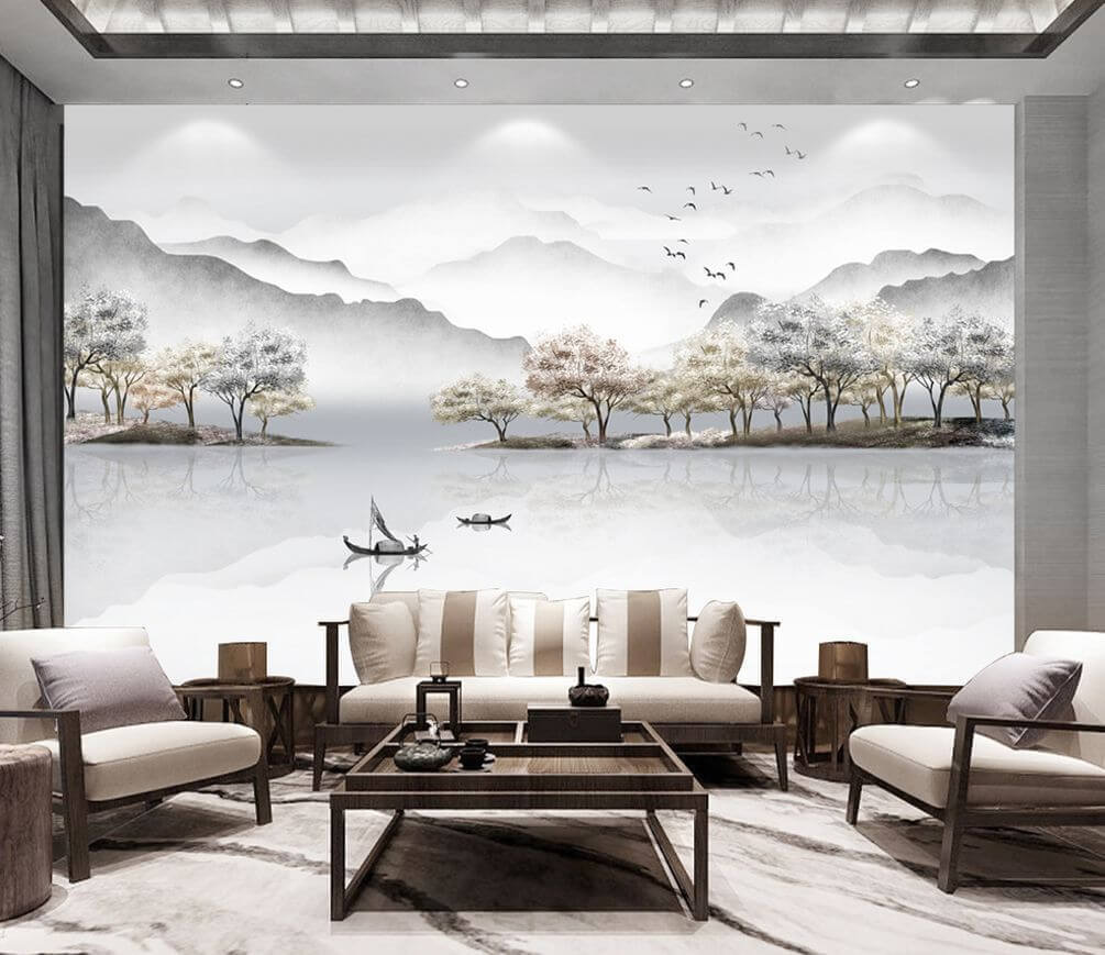 Misty peaks over water — interior 1
