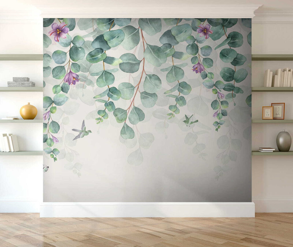 Hanging leaves, lilac blooms — interior 8
