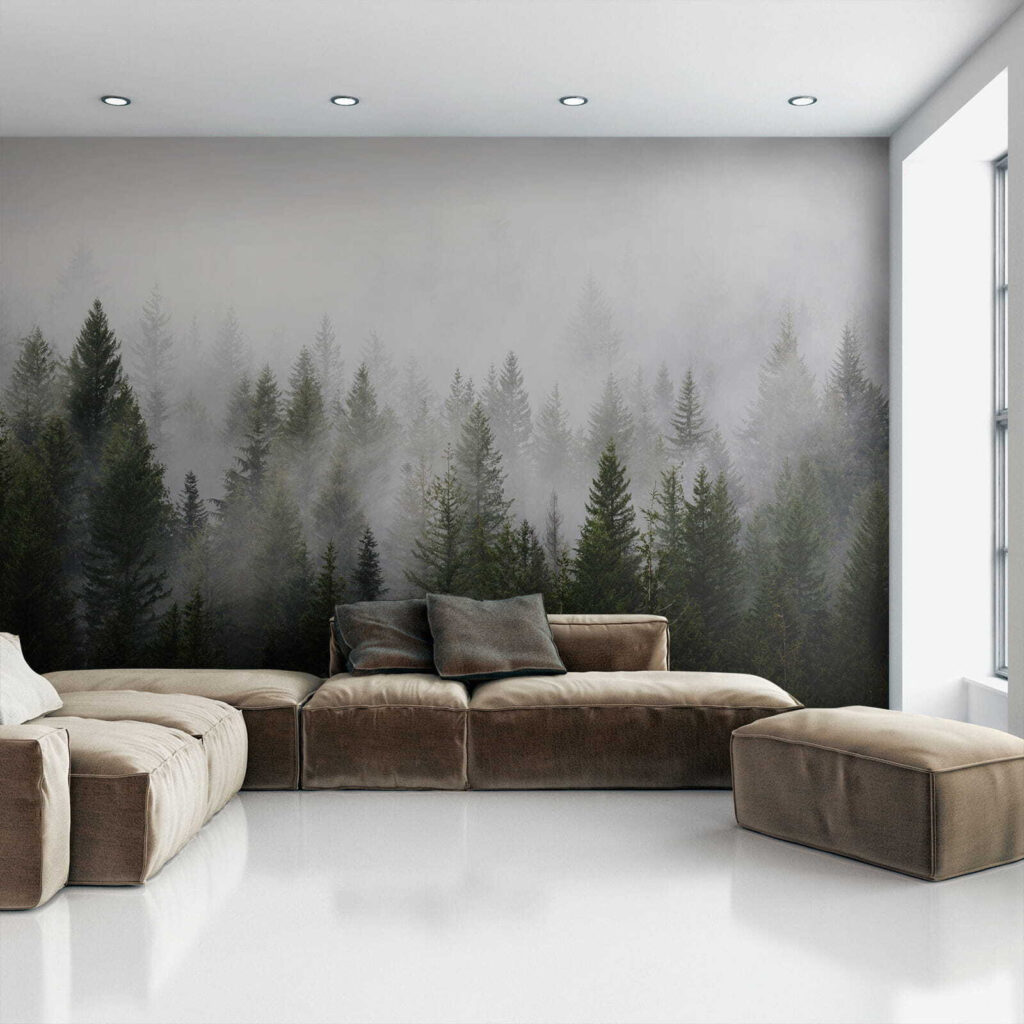 Pines fading into mist — interior 4