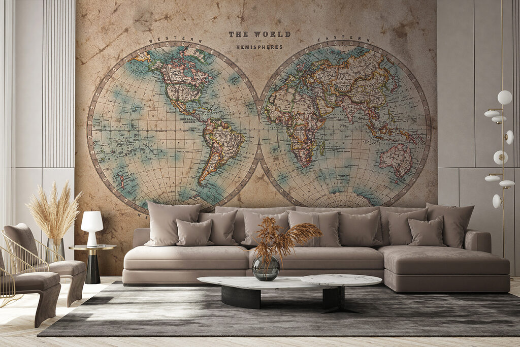 Two round world maps — interior 3