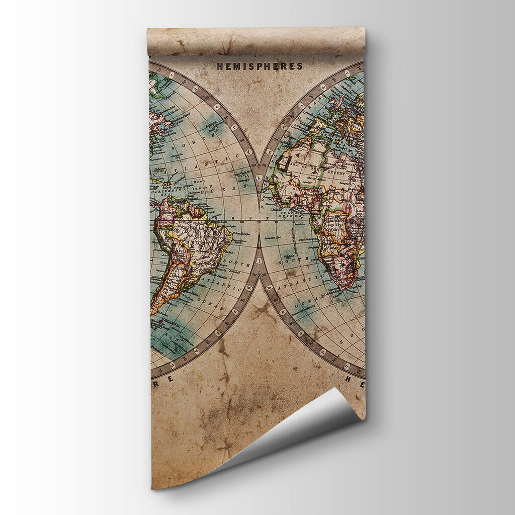 Two round world maps — product view