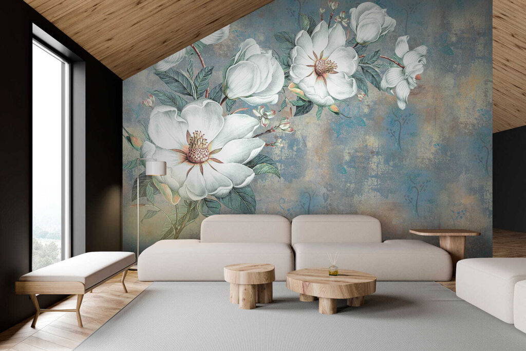 Magnolia on old blue — interior 4