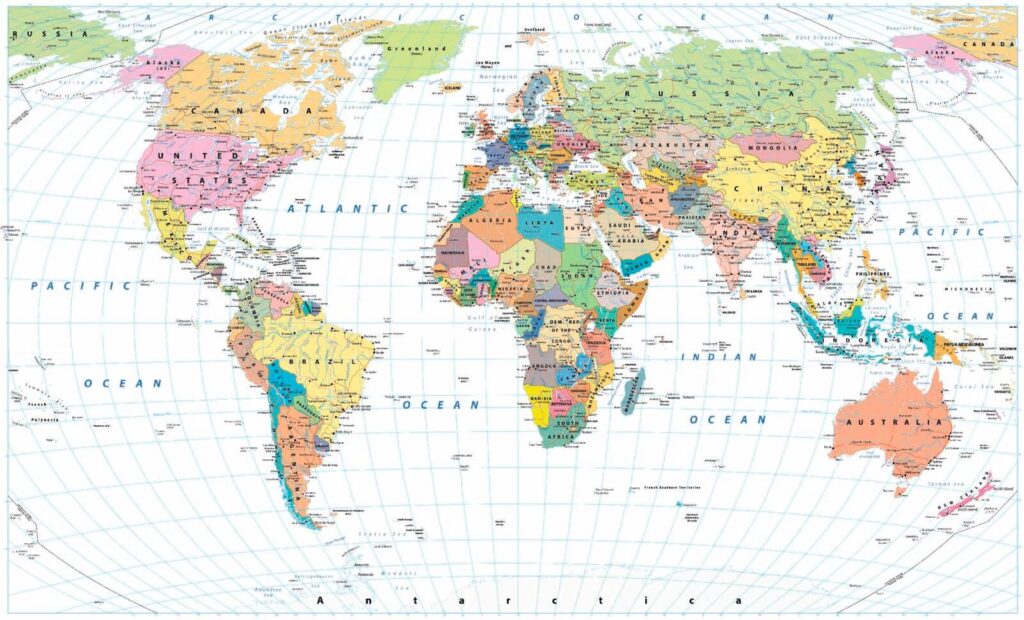 Colourful world map — full design