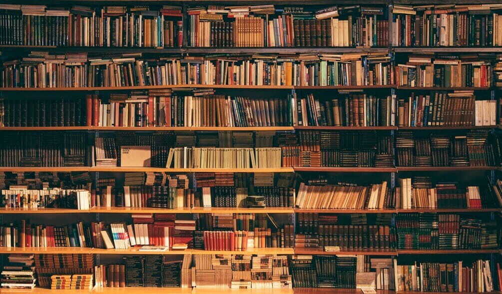 Warm book spines — full design