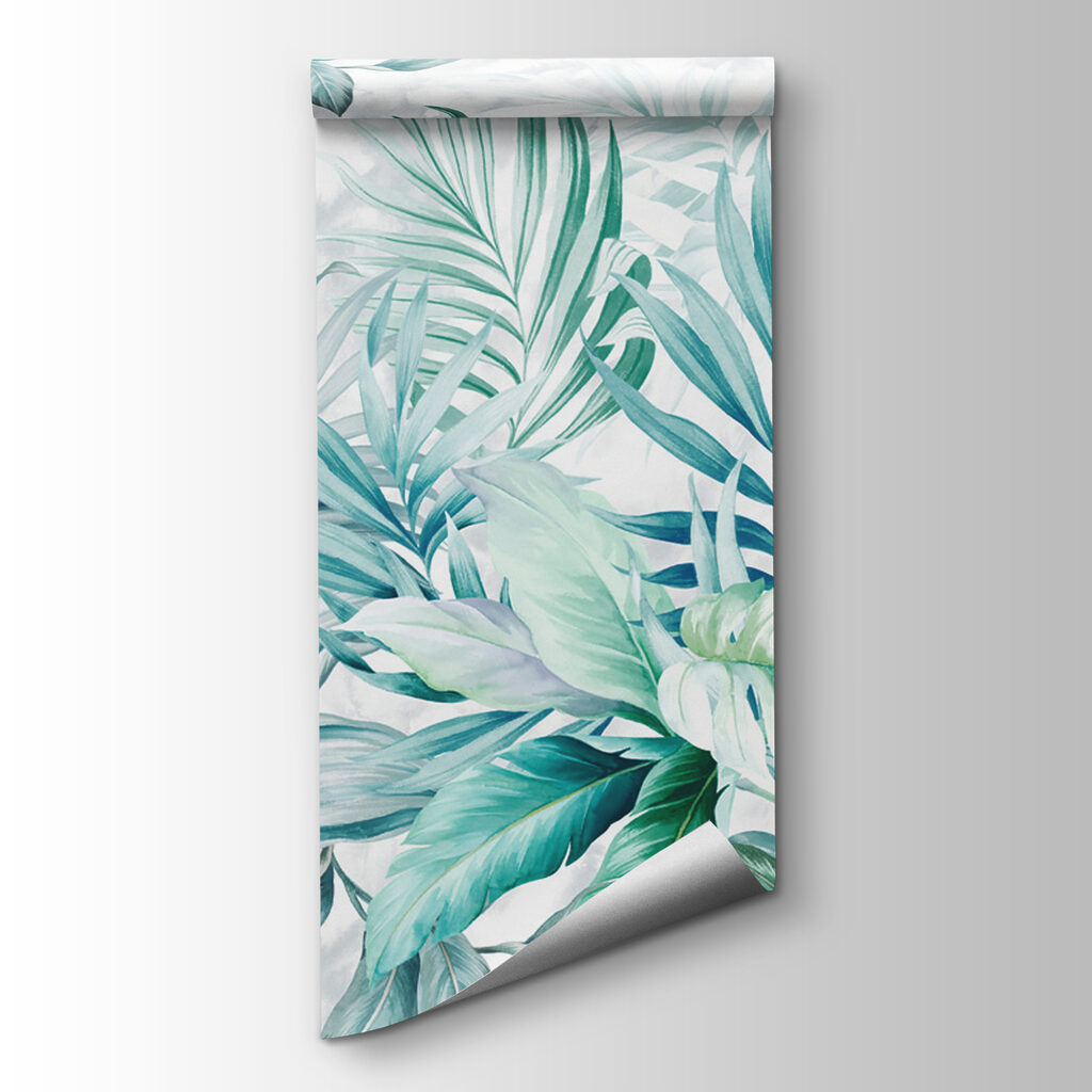 Turquoise leaves on white — product view
