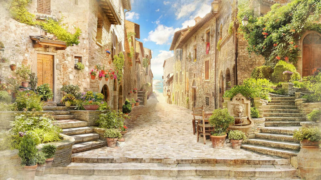 Flower alley with steps — full design
