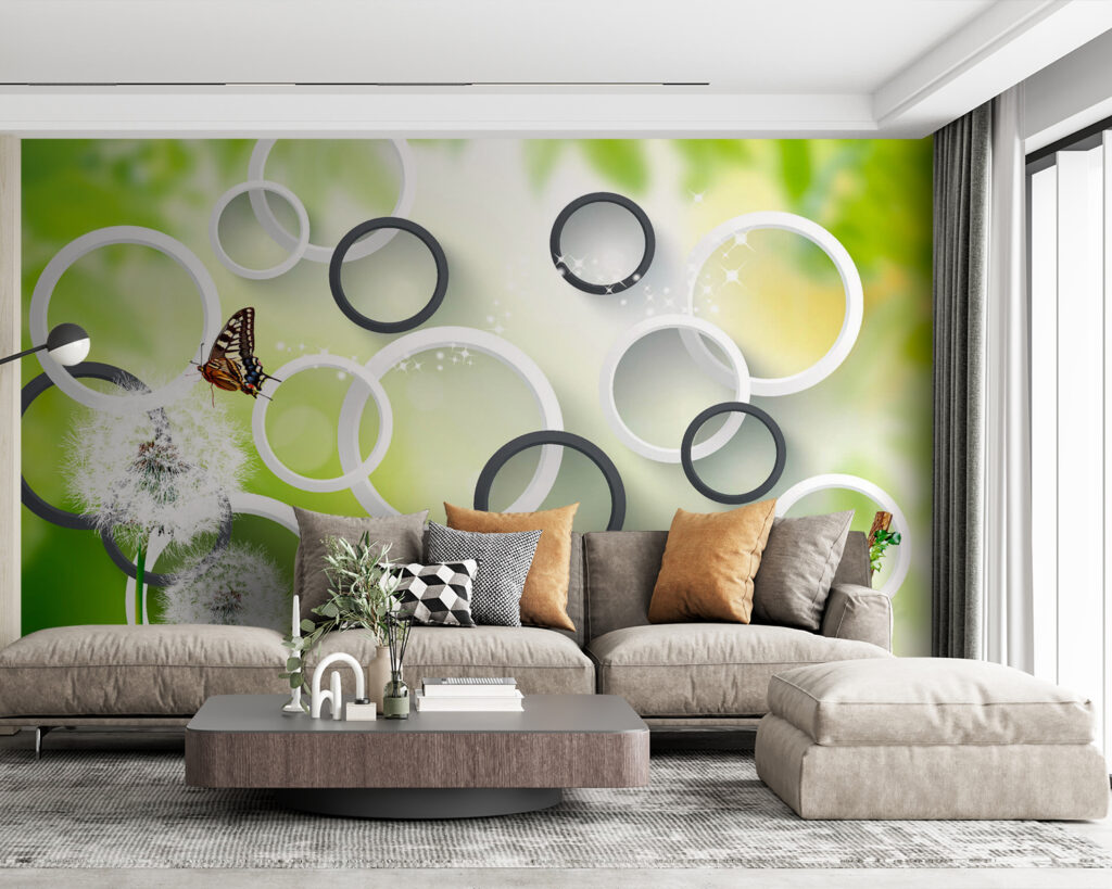 Circles among white plumes — interior 3