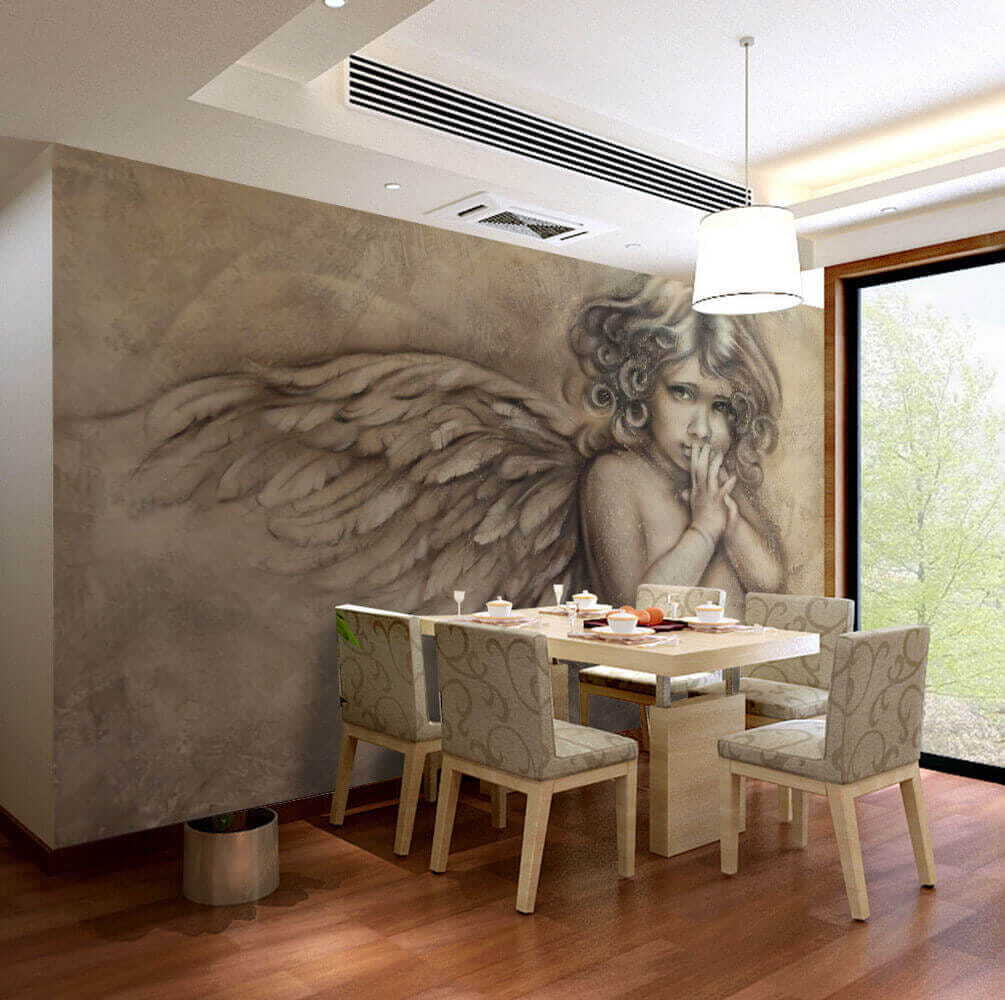 Angel in charcoal drawing — interior 4