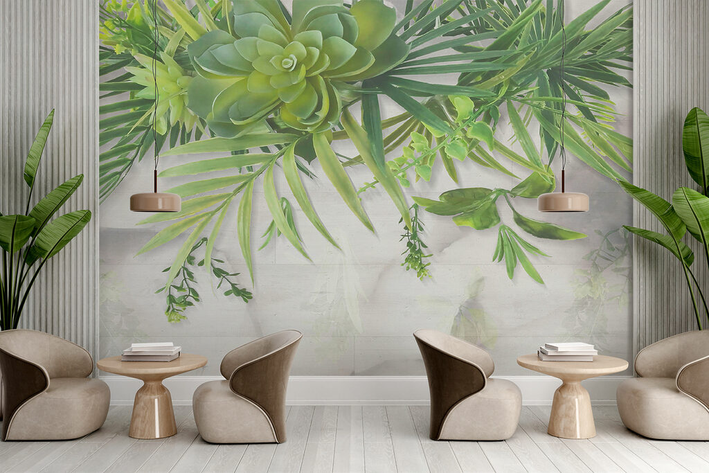 Hanging leaves and succulents — interior 11