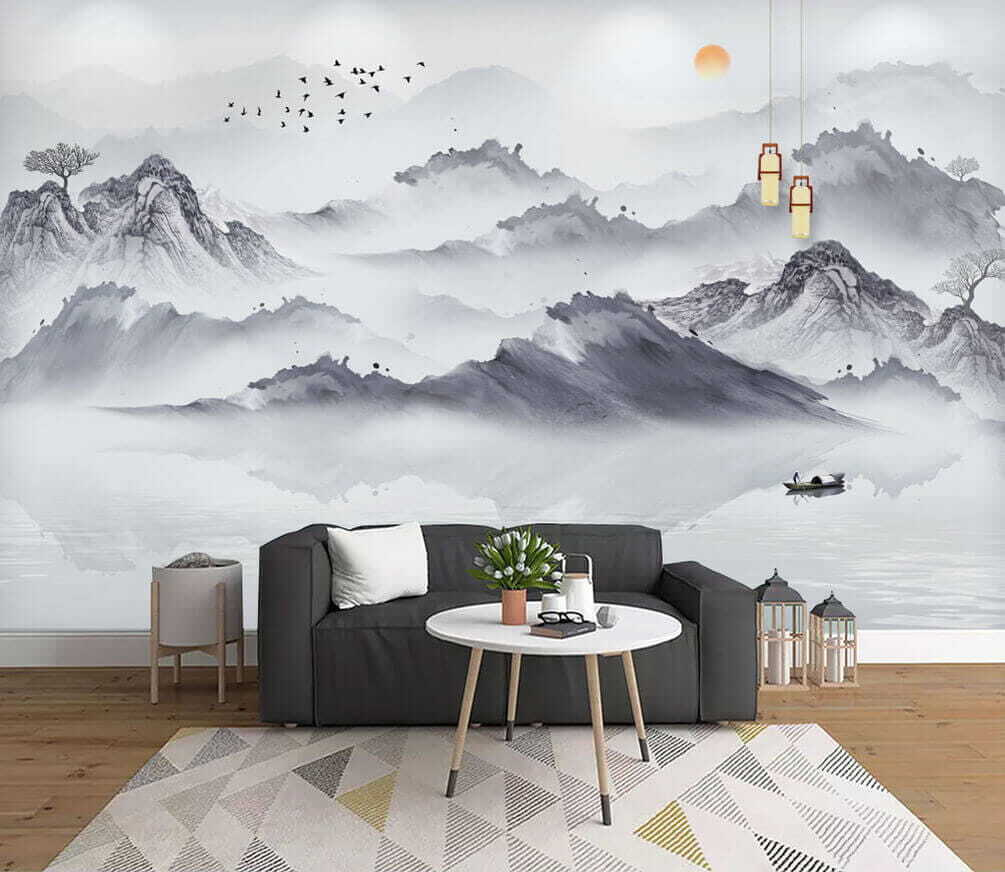 Boat among grey mountains — interior 1