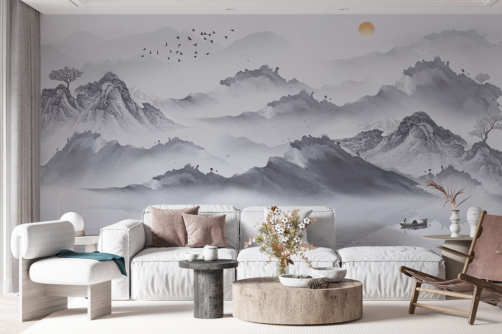 Boat among grey mountains — interior 4