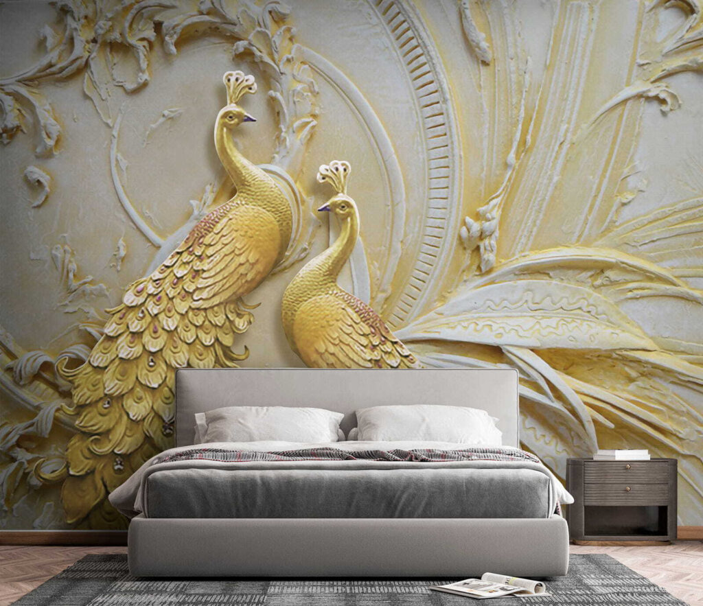 Golden peacocks in relief — interior 3