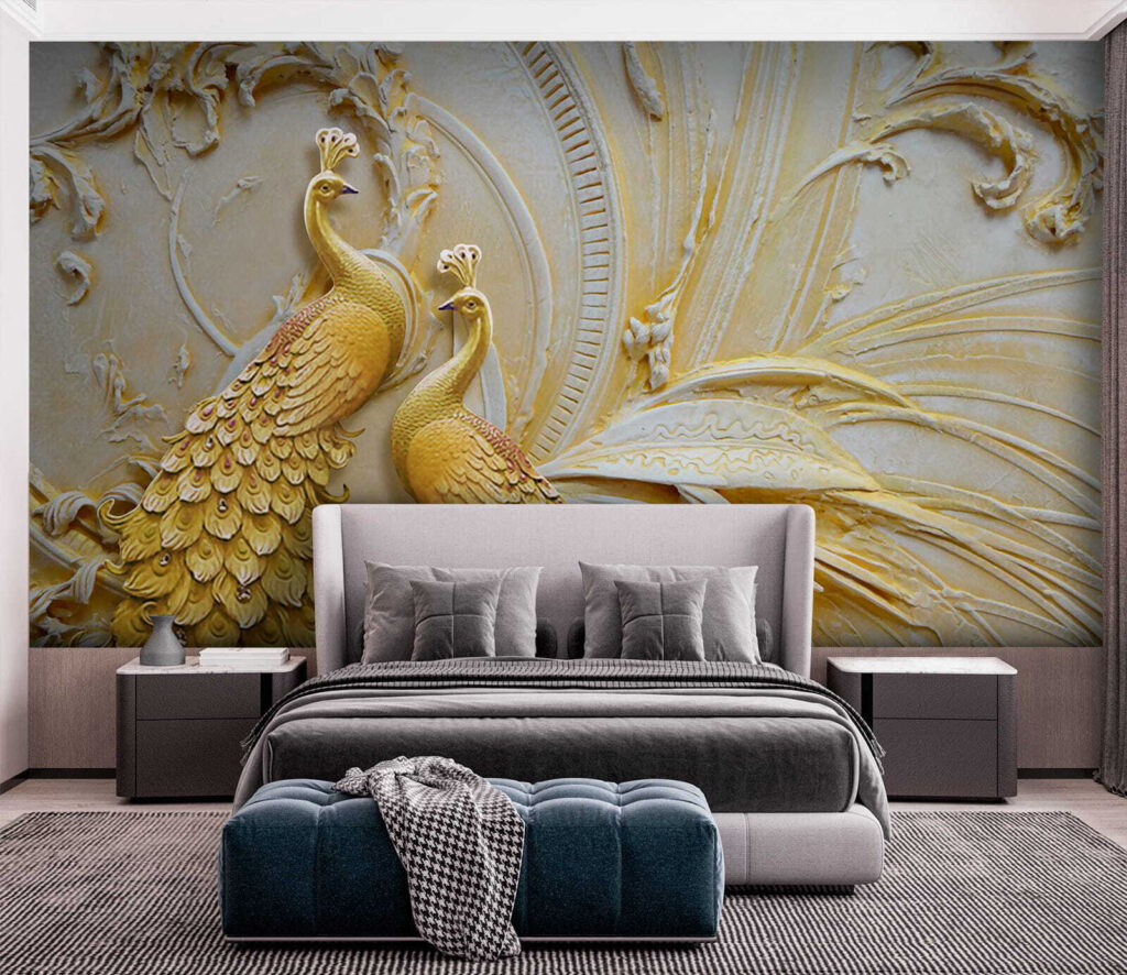 Golden peacocks in relief — interior 5