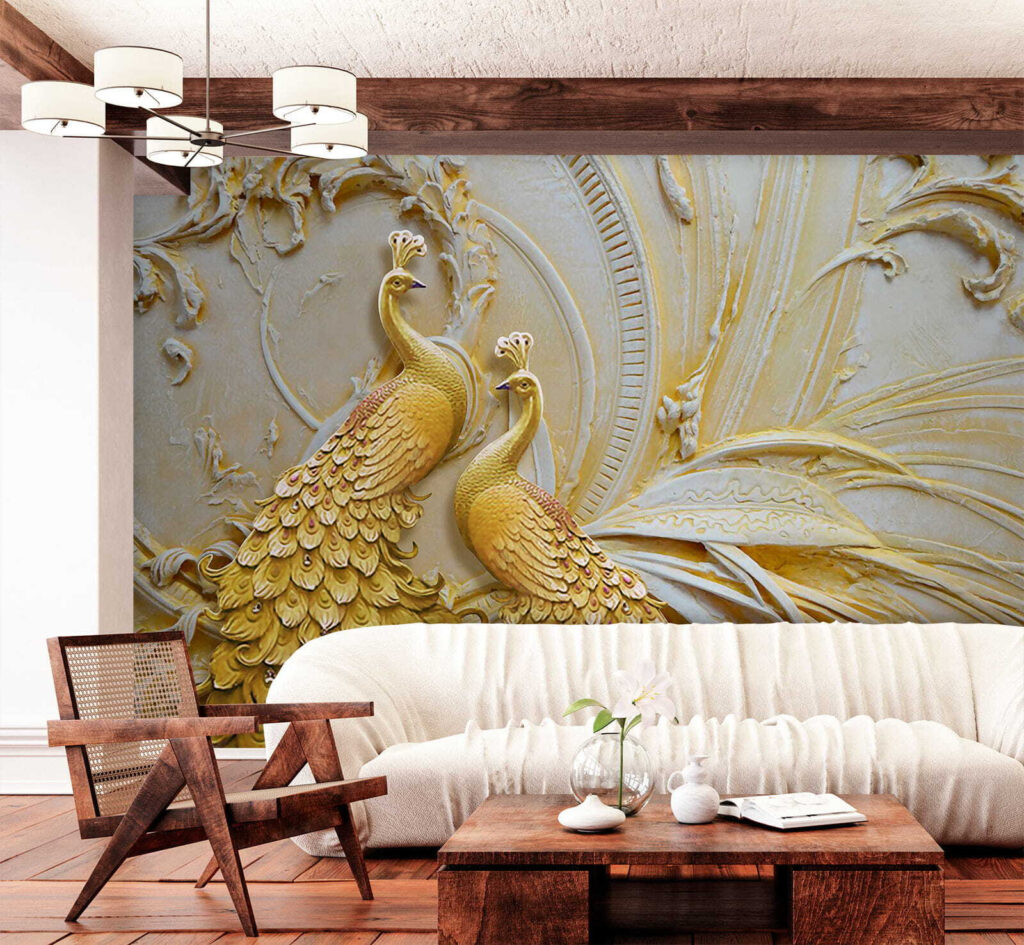 Golden peacocks in relief — interior 6