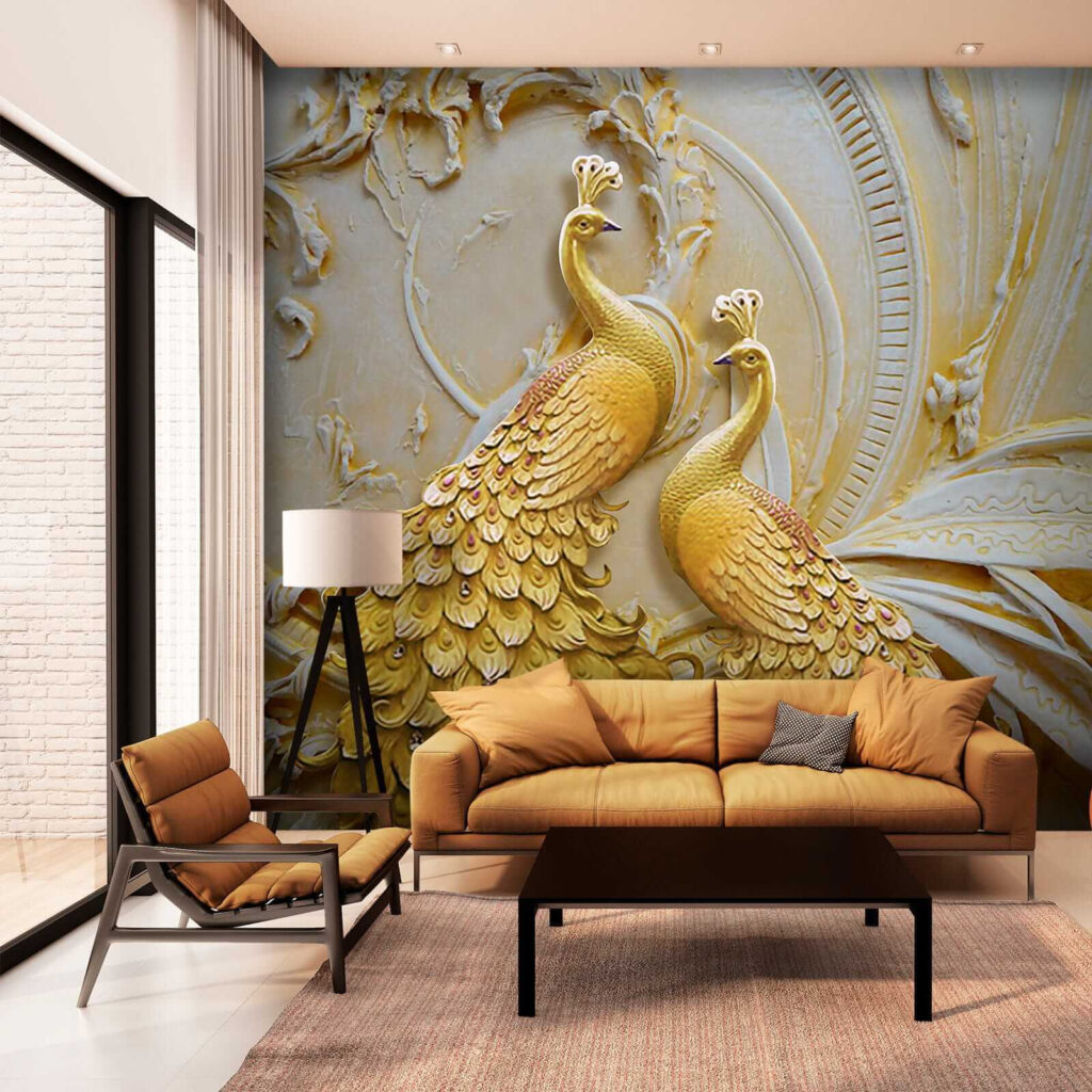 Golden peacocks in relief — interior 7
