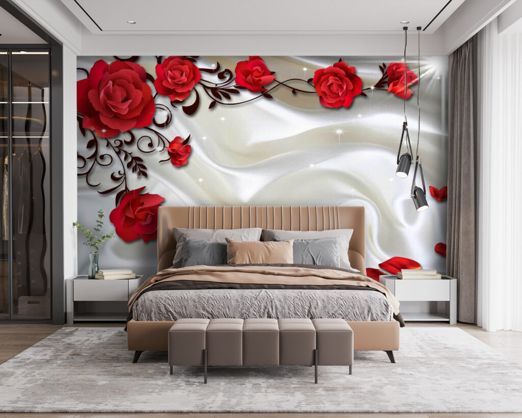 Red roses, white folds — interior 2