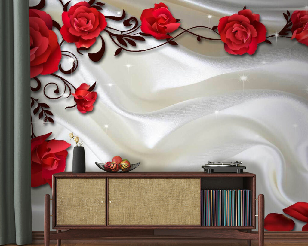 Red roses, white folds — interior 3