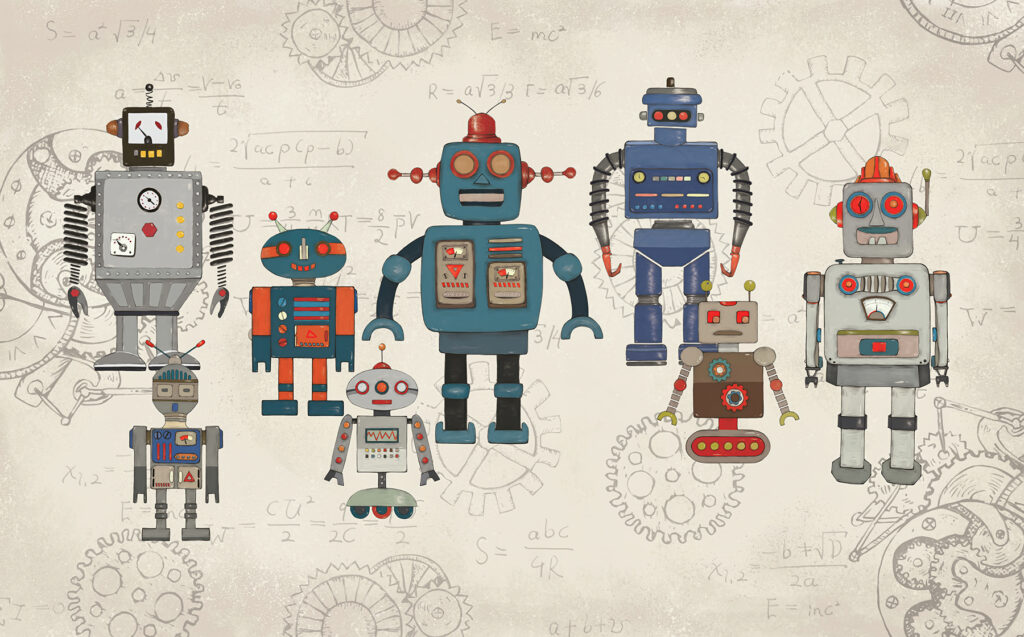 Robots on old blueprints — full design
