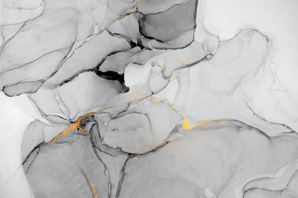 Grey clouds, golden veins — full design