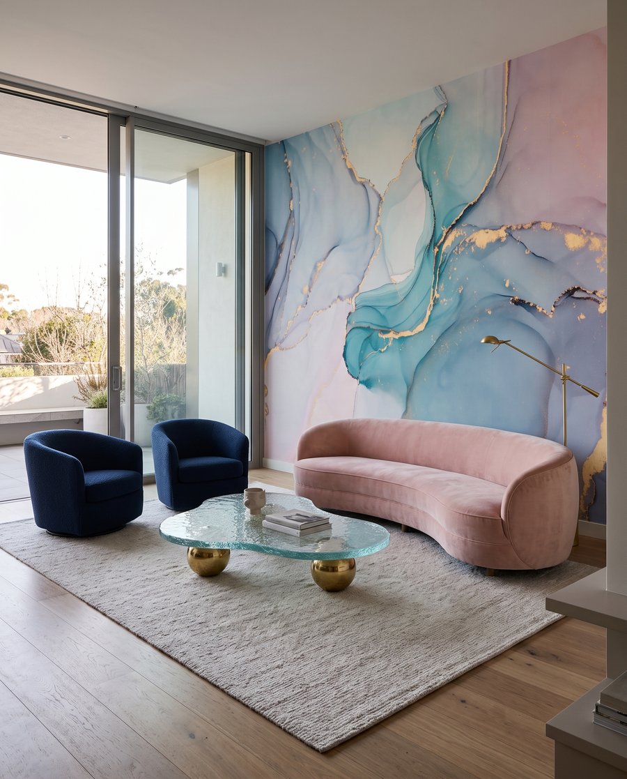 Watercolour Mineral Veins in an interior