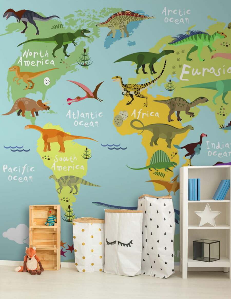 Dinosaur World Map in an interior