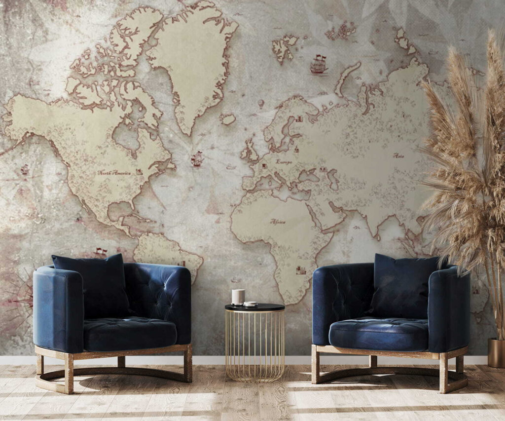Weathered world map — interior 1