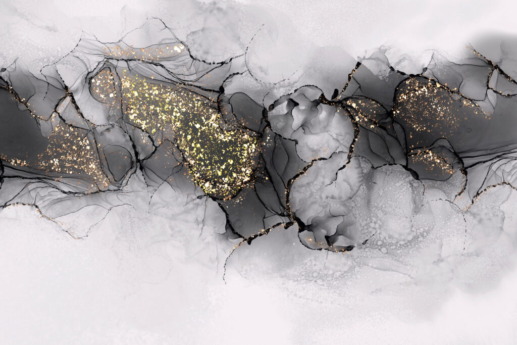 Grey clouds, gold flecks — full design
