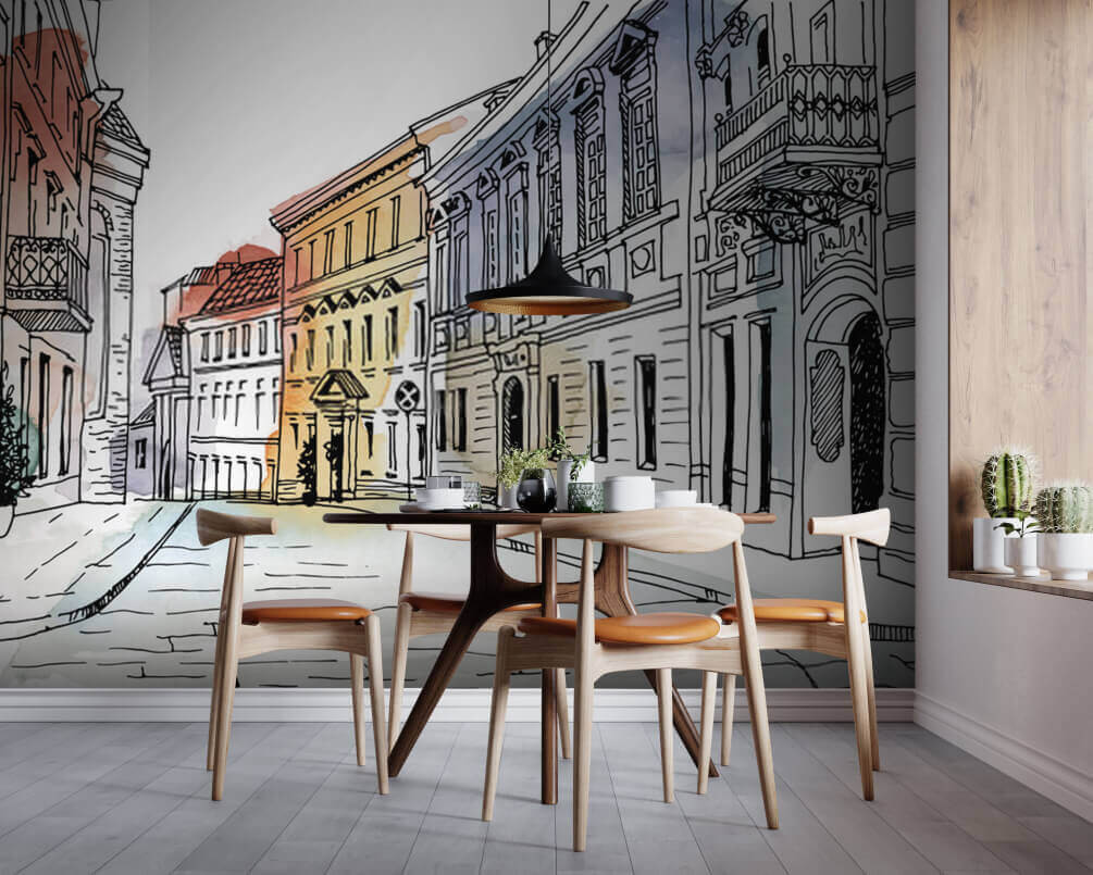 Streets in Watercolour in an interior