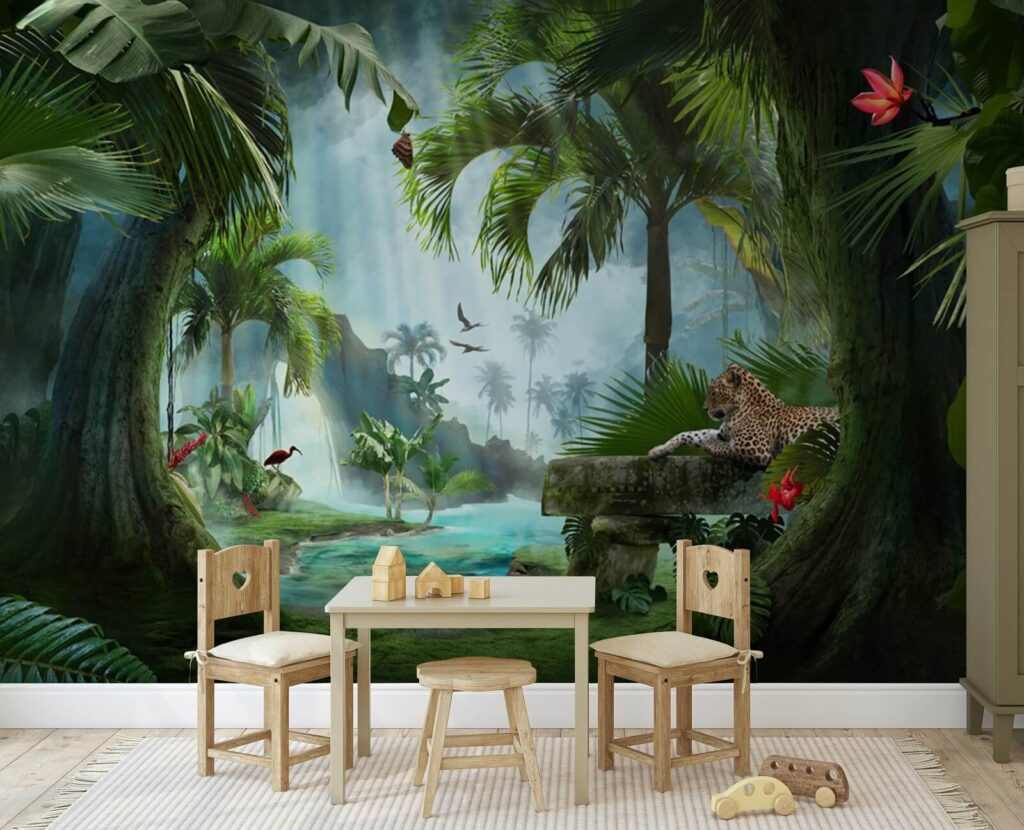 Tropical valley between trunks — interior 1