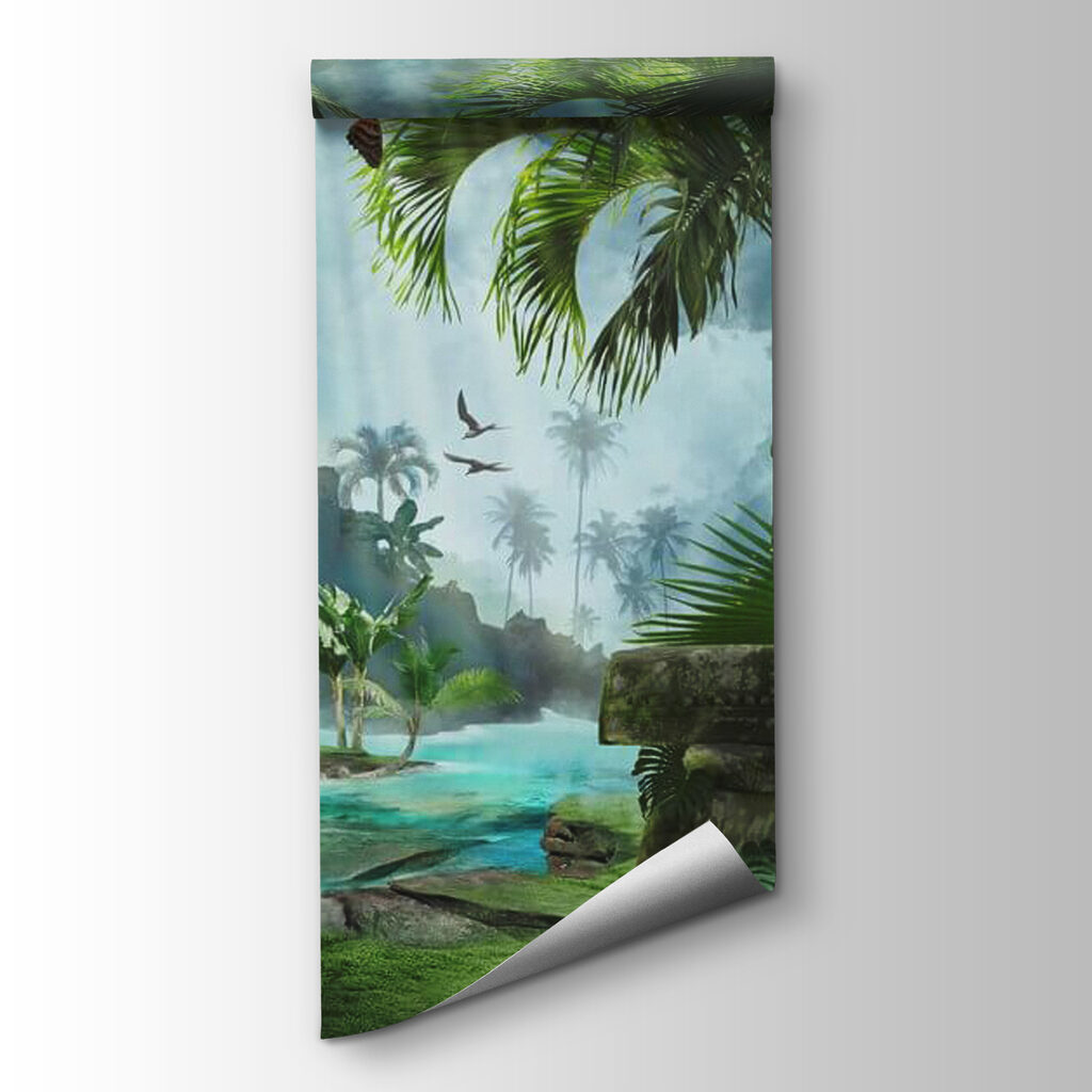Tropical valley between trunks — product view