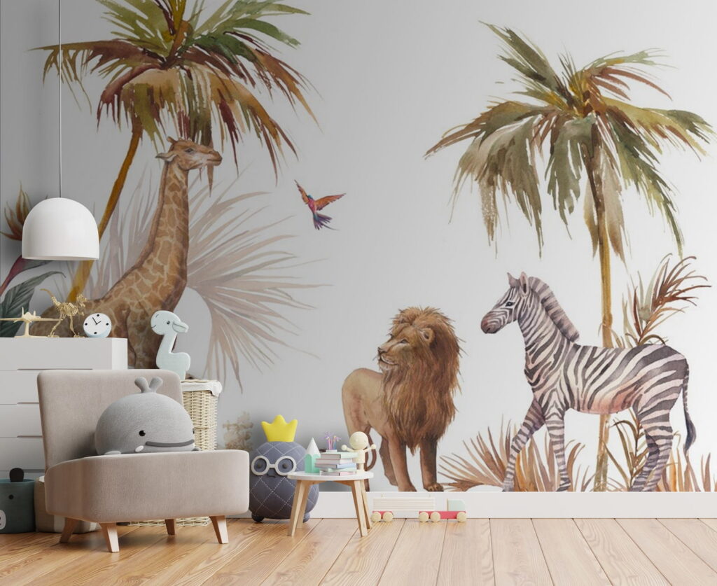 Safari animals and palms — interior 1
