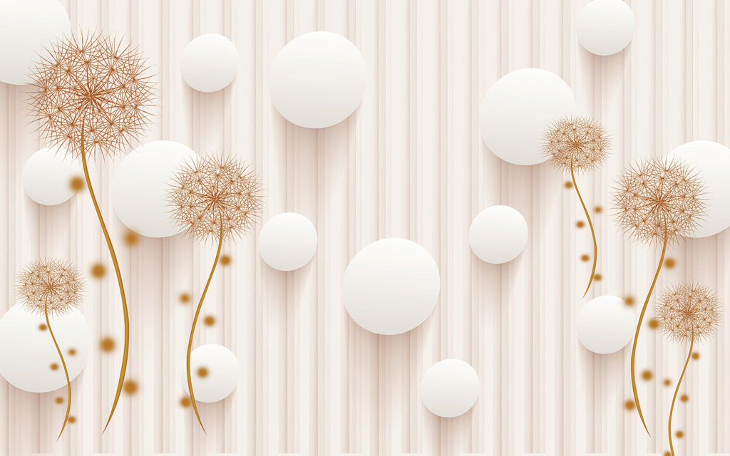 Round flowers, white circles — full design