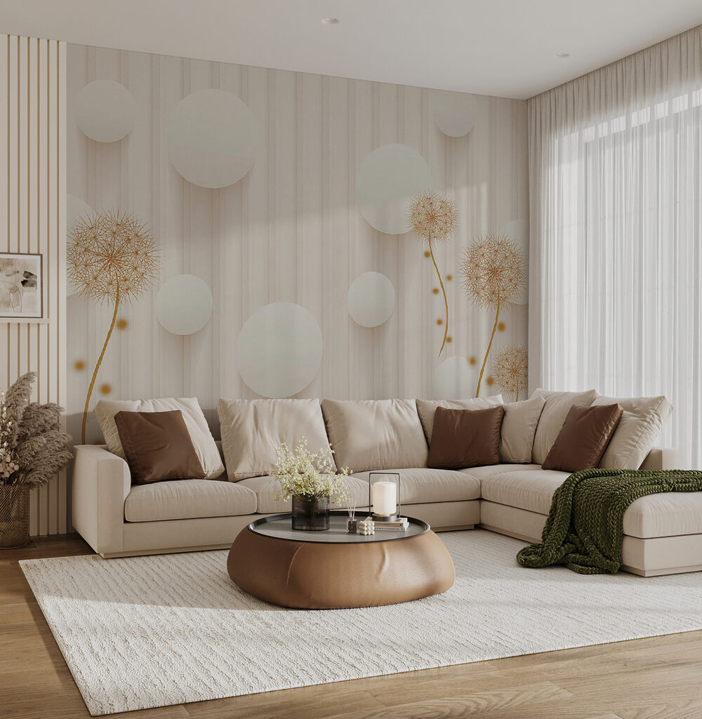 Round flowers, white circles — interior 12