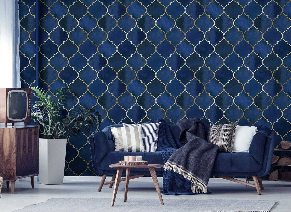 Golden diamonds on blue — interior 1