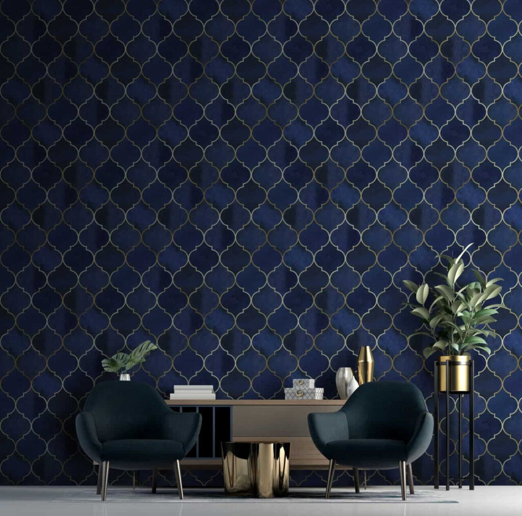 Golden diamonds on blue — interior 2