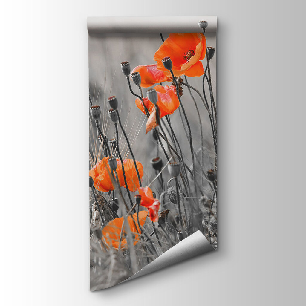 Orange poppies in grey — product view