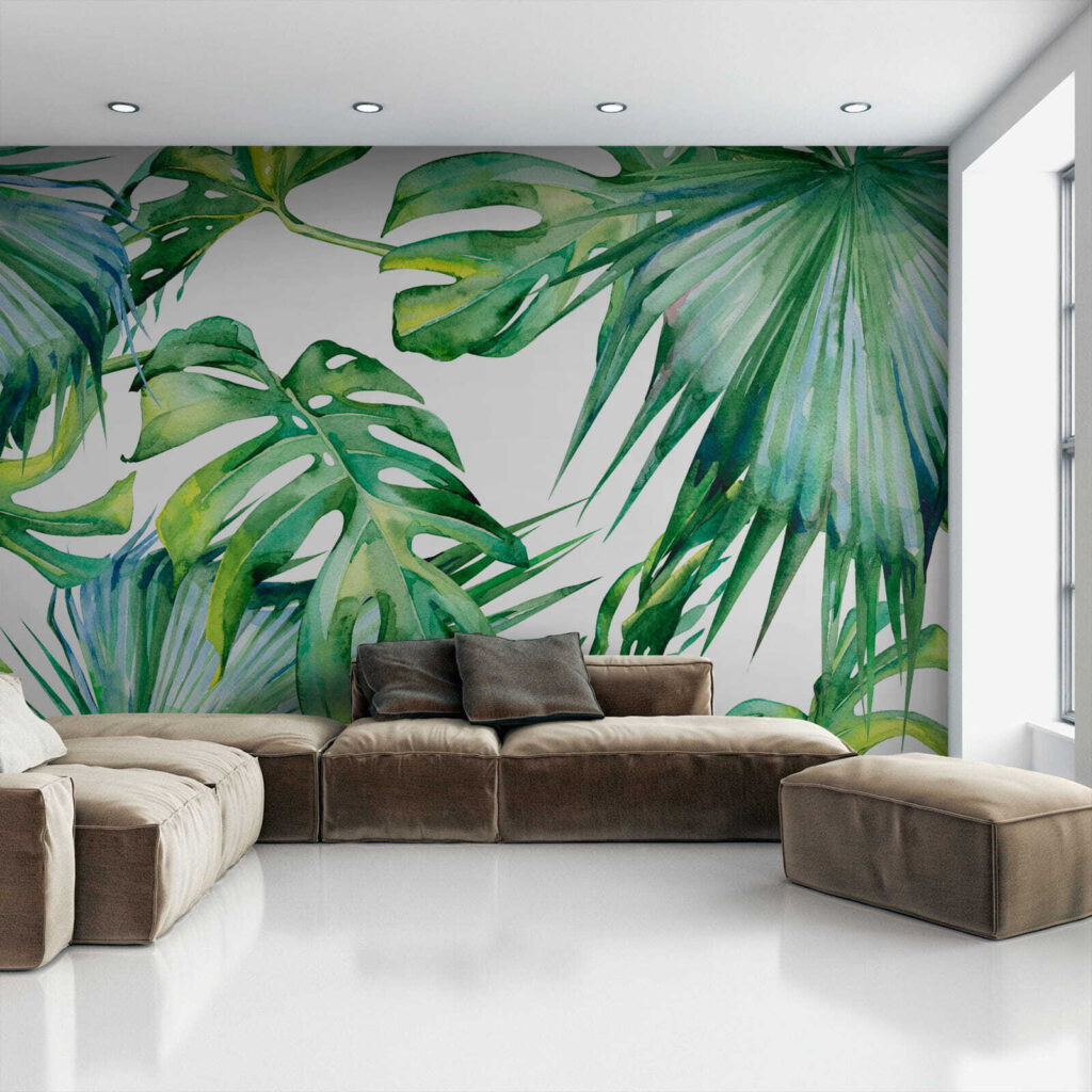 Green leaves in watercolour — interior 1